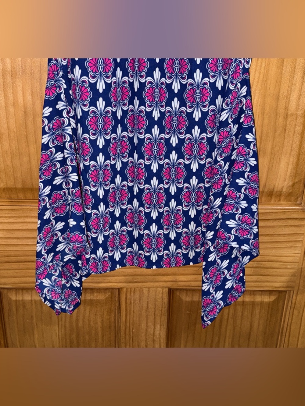 NwoT C Navy Tank Tunic with Pink and White Floral Print - S - Picture 10 of 12